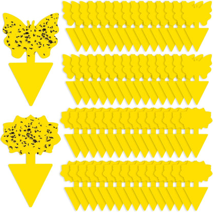 Fruit Fly Traps, 100 Pack Yellow Sticky Traps, Fungus Gnat Traps, Plant Fly Stickers for Indoor and Outdoor Use Protect The Plant
