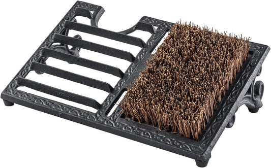 MyGift Boot Scrapers with Brushes Outdoor, Heavy Duty Cast Iron Shoe Cleaner Mat, Vintage Rustic Black Angled Boot Dirt Cleaner Brush, Perfect for Porch, Garage, and Farm