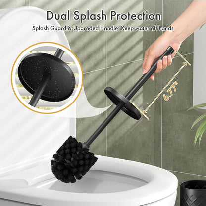 Toilet Bowl Brush and Holder Set 2 Pack with 4 Extra Brush Heads | Extra Long Handle with Splash Guard Cover, Tool-Free Installation, Bathroom Space-Saving, Cleaner Sets for Apartments, RV (White)