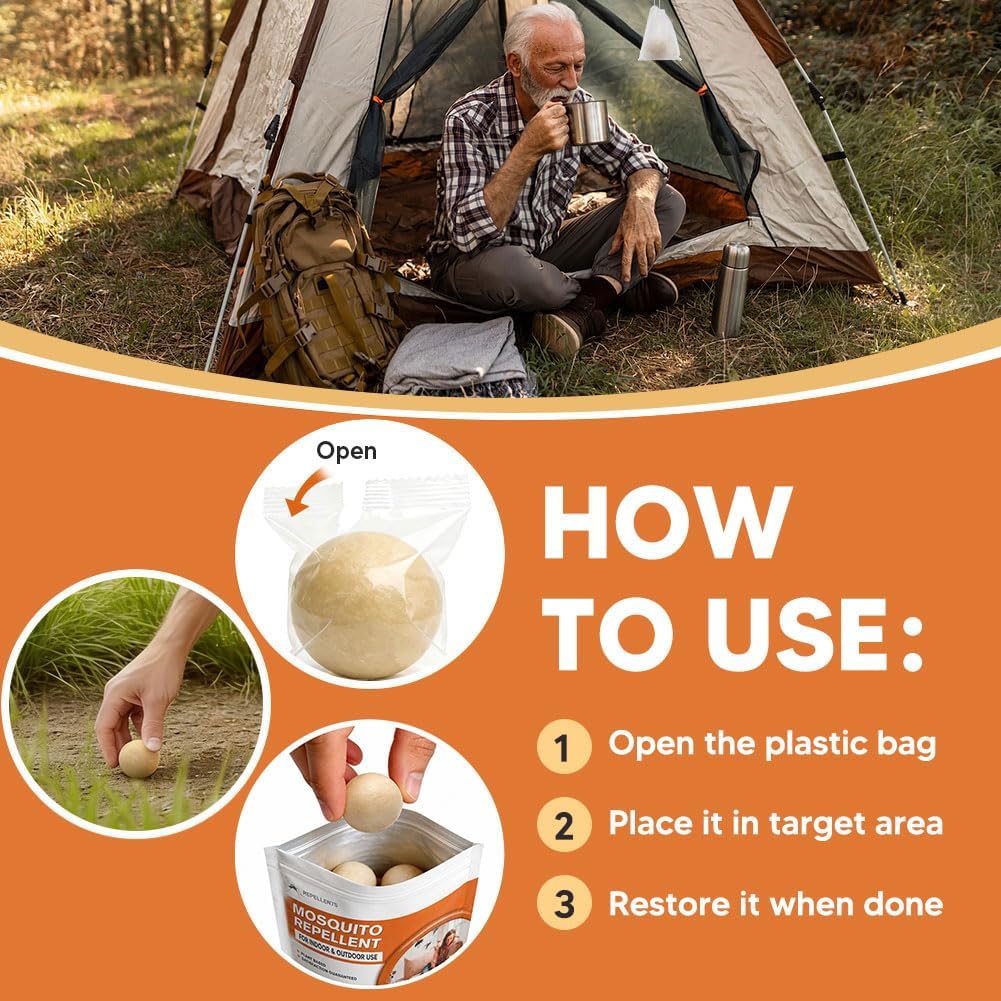 SCFKAOF Mosquito Repellent Outdoor Patio, Mosquito Deterrent for Yard, Indoor Mosquito Repellent Balls, Mosquito Repeller for Patio, Keep Mosquito Away, Covers 120 Sq. Ft, 60 Days Protection-12 Packs