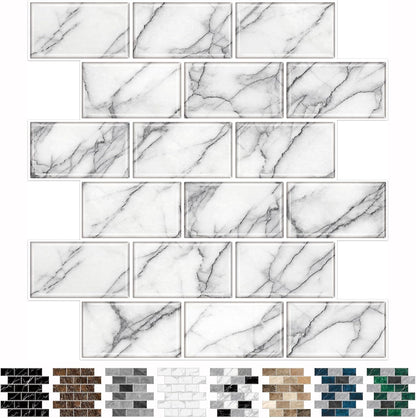 URCOLOR 10-Sheet Stick on Backsplash for Kitchen,12"x12" Peel and Stick Self Adhesive Wall Tiles Back Splashes for Bathroom Brown Marble Look