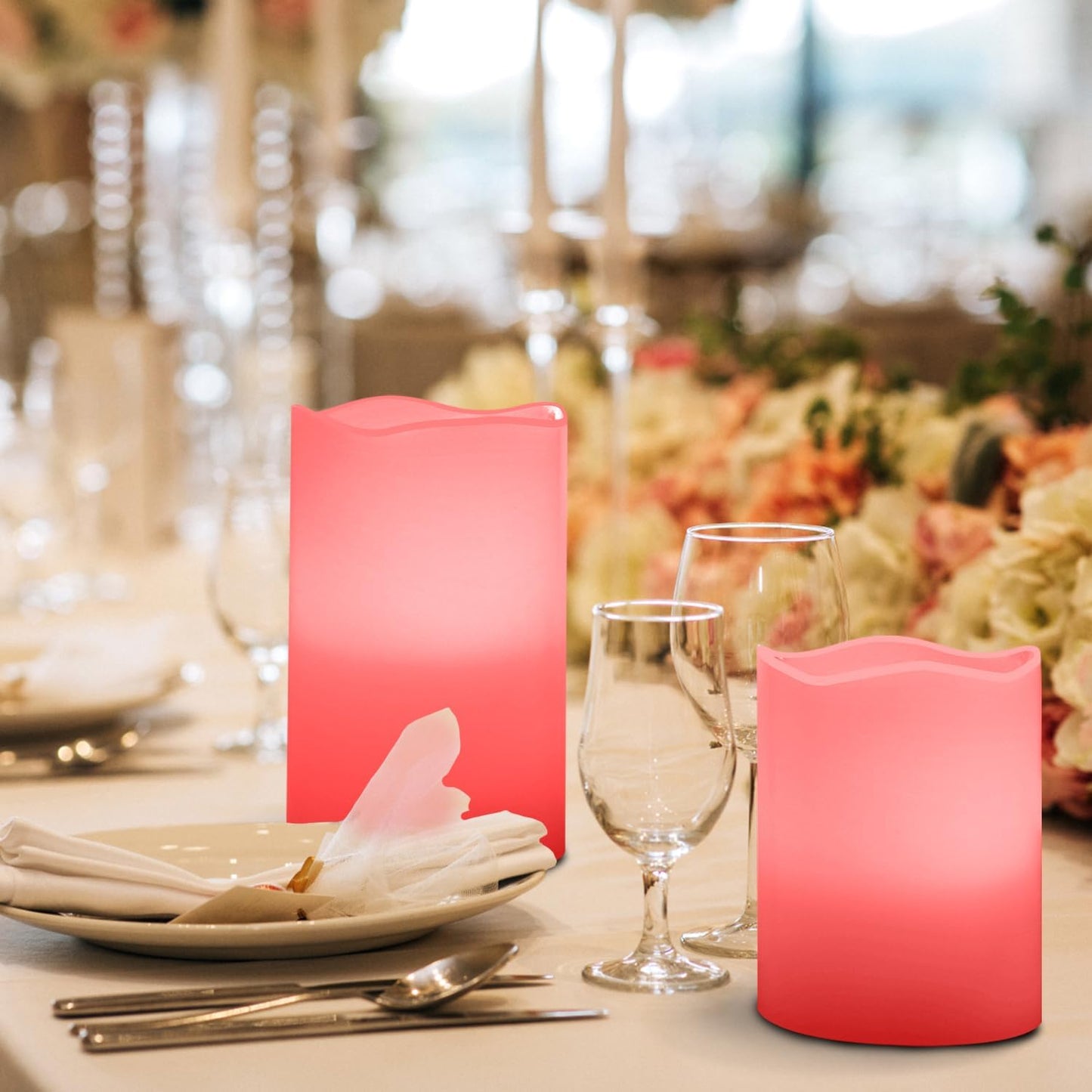 Flameless Flickering LED Battery Candles :Set of 3 Ivory Real Wax Pillar Operated Fake Faux Lights with Remote Control and Timer Function Flicker Candle for Decoration Christmas Votive Garden Outdoor