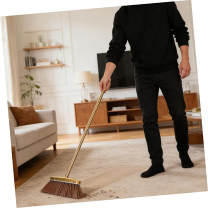 Zerodeko Heavy Duty Stainless Metal Outdoor Broom with Detachable Handle, Thick Sturdy Sweeping Broom for Outdoor and Damp Indoor Environments, Space-Saving Patio Cleaning Brush