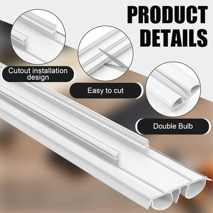 Pushglossy 2 Pcs Kerf Style Door Bottom 36" Long 1 3/4" Wide Replacement Threshold Seal with Vinyl Fins Weatherstrip Draft Stopper for Interior Exterior Doors(White)