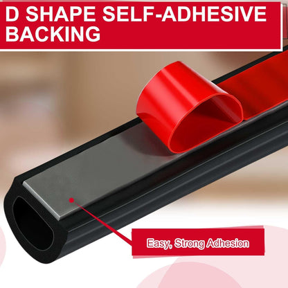 Pangda 10Ft D Shape Rubber Weather Stripping Foam Self-Adhesive EPDM Door Seal Strip for Noise Reduction Waterproof Dustproof for Cars Boats Truck RVs Windows Doors (3/4" W × 3/4" H)
