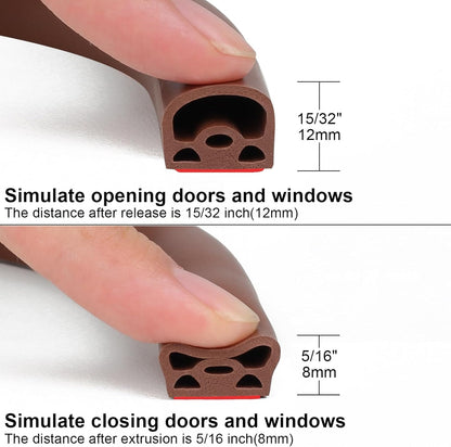 [New Upgrade] 19.7Ft Silicone Door Weather Stripping Door Seal Strip for Doors & Windows, Multi-Layer Soundproof Chamber Design, Self-Adhesive, Seal Large Gaps, Easy to Cut & Install