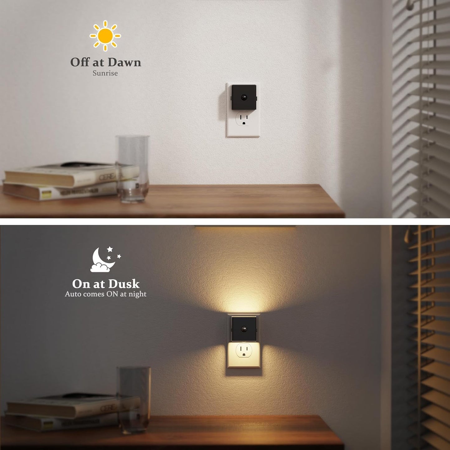 JandCase Motion Sensor Night Light, 2 Pack Motion Activated Night-Lights, 3000K Warm White LED Night Lights Plug into Wall, 30/60LM Adjustable Brightness, for Kids Adults Bathroom Bedroom