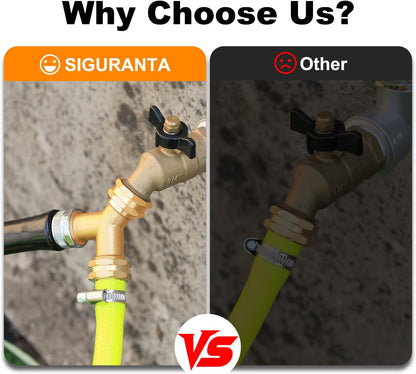 SIGURANTA Garden hose splitter, Brass Y-Type Unrestricted Flow Fitting, Garden Faucet splitter (2-way full flow)