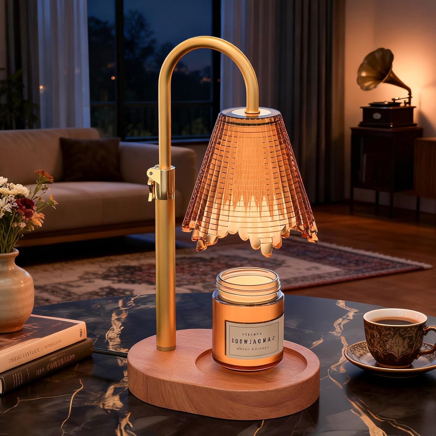 Candle Warmer Lamp with Timer & Dimmable 4-Level Brightness - Adjustable Height,for New Home Bedroom, Gifts for Women(Blue)