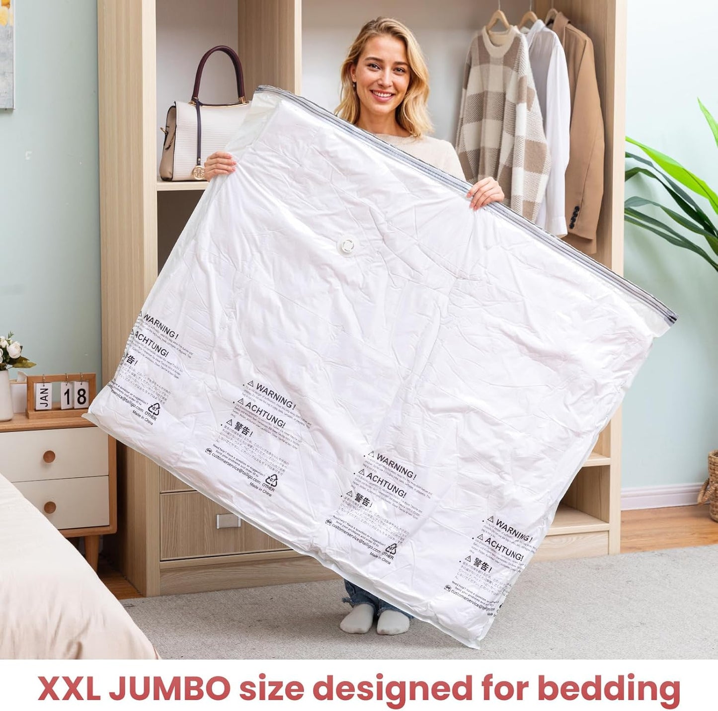 TAILI 8 Pack Vacuum Storage Bags, Jumbo Size (31×40 inch), Vacuum Seal Bags for Clothing, Bulky Bedding, Comforter, Blankets, Pillows, Space Saver Packing