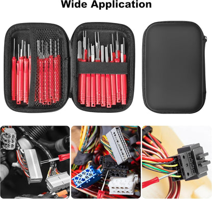 Terminal Pin Removal Tool Kit 82 Pcs Depinning Electrical Connector Pin Extractor Tool Set Wire Terminal Release for Automotive Car Household Devices - Black