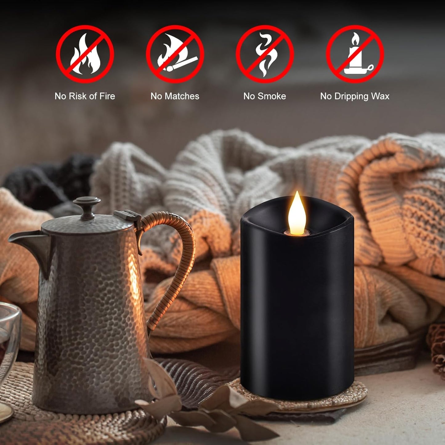 3x4 Flickering Flameless Candles Set of 3,Real Wax Pillar LED Candles,with Timer,4 inch Flameless Candles with Remote,for Party Wedding Holiday Home Decor,Ivory