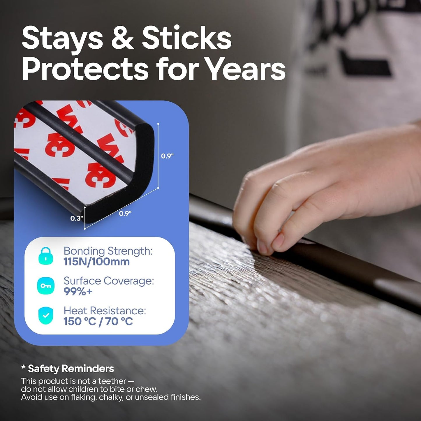 Premium 12ft Edge Protector for Baby, Odorless Foam Cushion with Strong Adhesive Tape, Non-Toxic to Baby Proof Corners and Edges, Wall Corner Protector & Desk Edge Cushion White