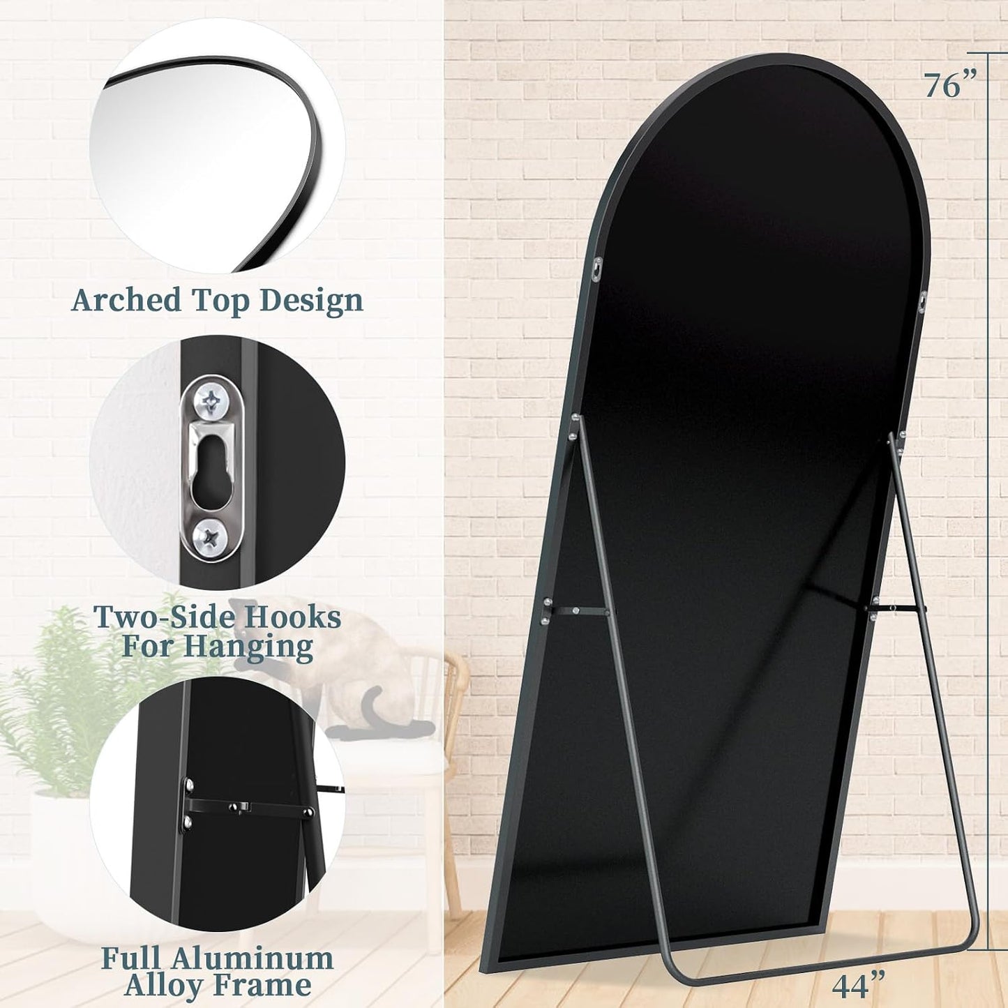 Full Length Mirror with Stand, 71"x28" Arched Full Body Large Stand Up Aluminum Frame Floor Standing Mirror, Freestanding Hanging Leaning Mounted for Bedroom Living Room Entryway Gold