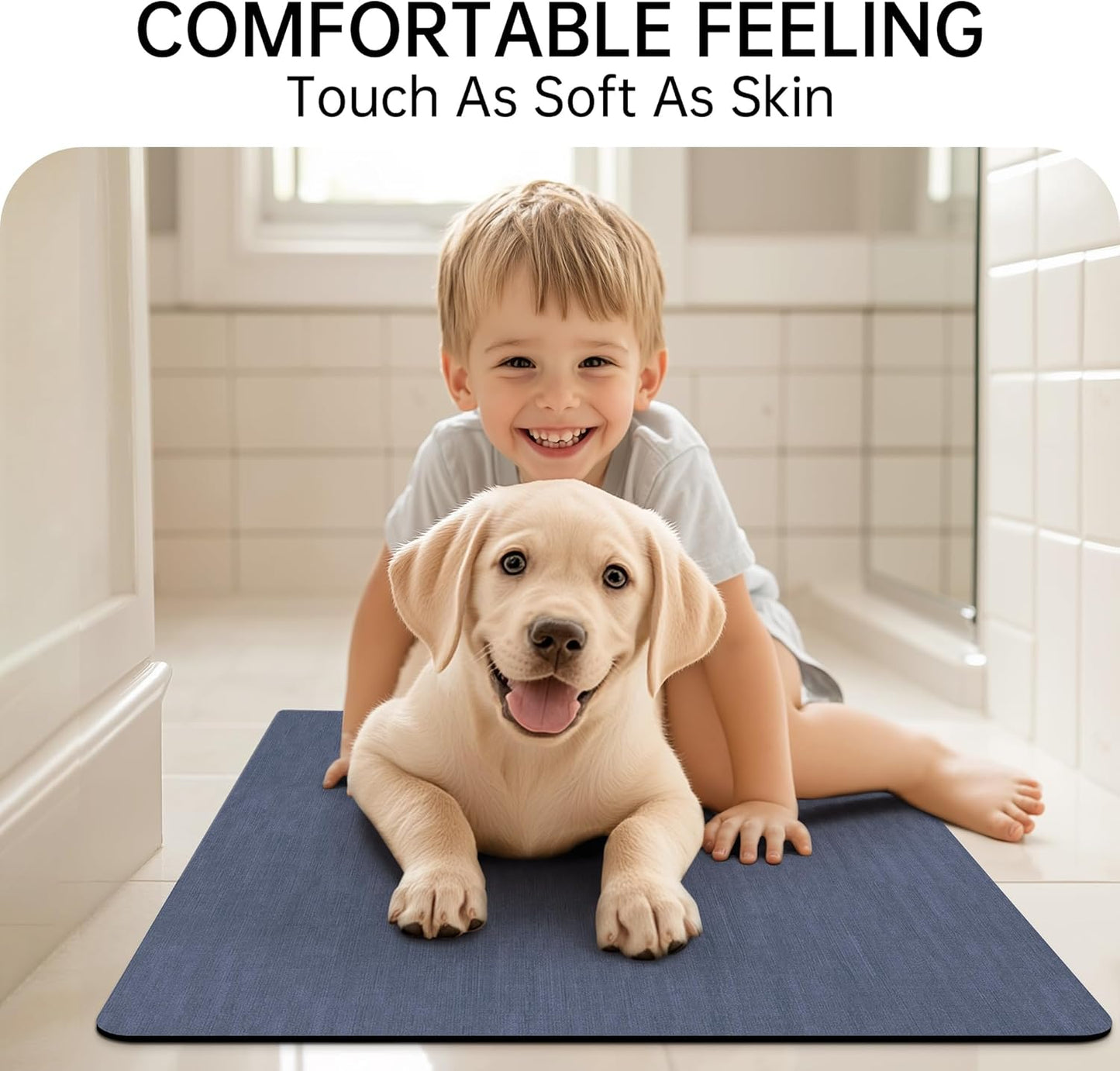 Mecko Bath Mat Rug, Rubber Non-Slip Quick Dry Absorbent Thin Bathroom Rugs Fit Under Door Bathroom Floor Mats-Shower Rug for in Front of Bathtub, Sink, Shower Room(Light Grey,16"x24")