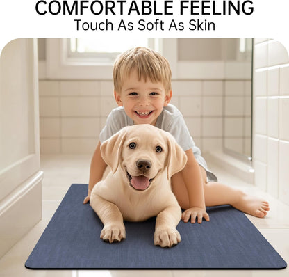 Mecko Bath Mat Rug, Rubber Non-Slip Quick Dry Absorbent Thin Bathroom Rugs Fit Under Door Bathroom Floor Mats-Shower Rug for in Front of Bathtub, Sink, Shower Room(Light Grey,16"x24")