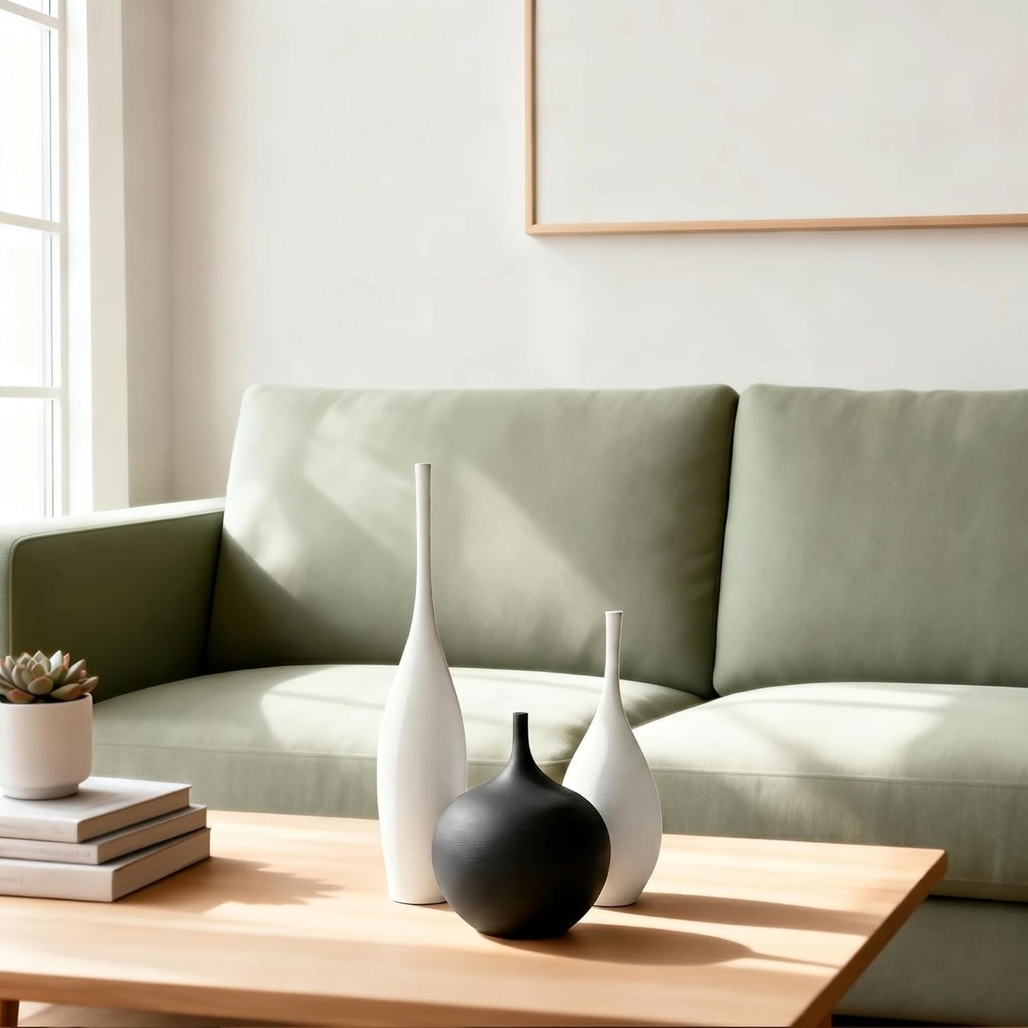 Relexome White Ceramic Vase Modern Boho Wabi-Sabi Flower Vase Set of 3 Decorative Aesthetic Vases for Centerpieces Pampas Matte Minimalist Vases for Living Room Table Shelf Home Decor Gift