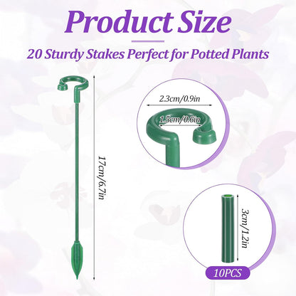 Nogeqi 20 Pack Adjustable Plant Support Stakes,Orchid Stakes and Clips,Plant Holder Stick for Garden,Plants Supports for Tomato Rose Outdoor Indoor Plants(with 10 Extenders)