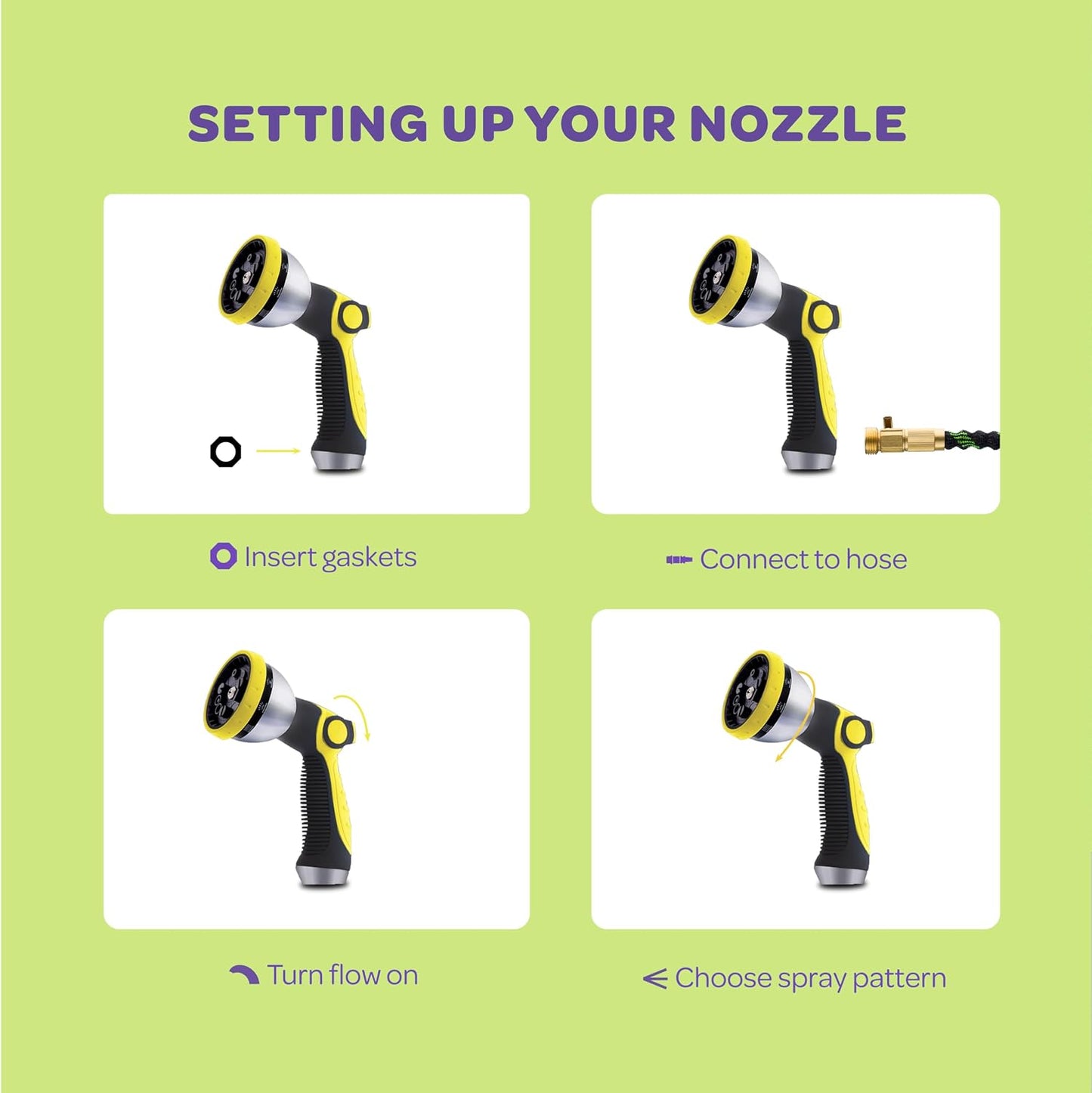 Hose Nozzle [Blue] Heavy Duty Hose Sprayer With 10 Adjustable Watering Patterns. Thumb Control Design, Comfortable Ergonomic Grip, Garden Hose Nozzle for Watering Plants & Lawns/Fun showers/Cleaning