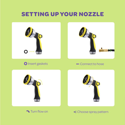 Hose Nozzle [Blue] Heavy Duty Hose Sprayer With 10 Adjustable Watering Patterns. Thumb Control Design, Comfortable Ergonomic Grip, Garden Hose Nozzle for Watering Plants & Lawns/Fun showers/Cleaning