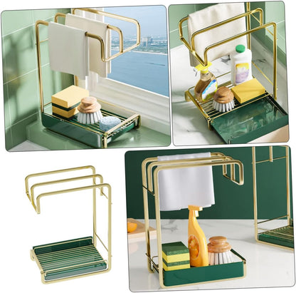 COLLBATH Elegant Wall-mounted Drain Rack Duster Cloth Drying Rack Kitchen Drain Stand Storage Wall Hanging Accessory