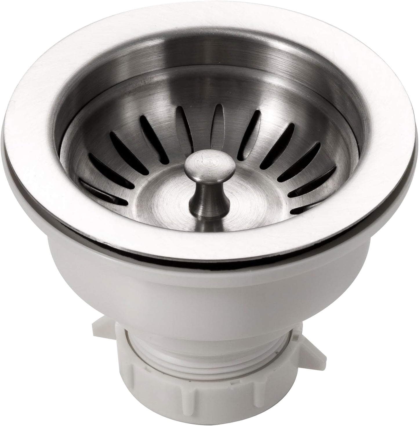 Houzer 190-9300 - 3-1/2 Inch Stainless Steel Deep Cup Kitchen Sink Basket Strainer, Durable Food Catcher Stopper for Metal Kitchen Sink, Ideal for Filtering Waste and Preventing Clogs