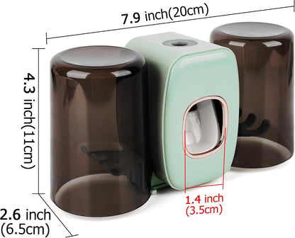 4 Slots Wall Mount Toothbrush Holder with Cover, Self Adhesive Toothbrush Storage Organizer for Shower, Toothbrush Hanger with 2 mouthwash Cups for Bathroom, Medicine Cabinet, Dorm (Black)