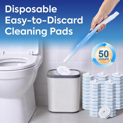 50 Pcs Disposable Toilet Cleaner Refill Pads, Universal Toilet Bowl Brush Replacement Heads, Durable Deep Cleaning Refills, Fresh Scent Bathroom Cleaning Supplies