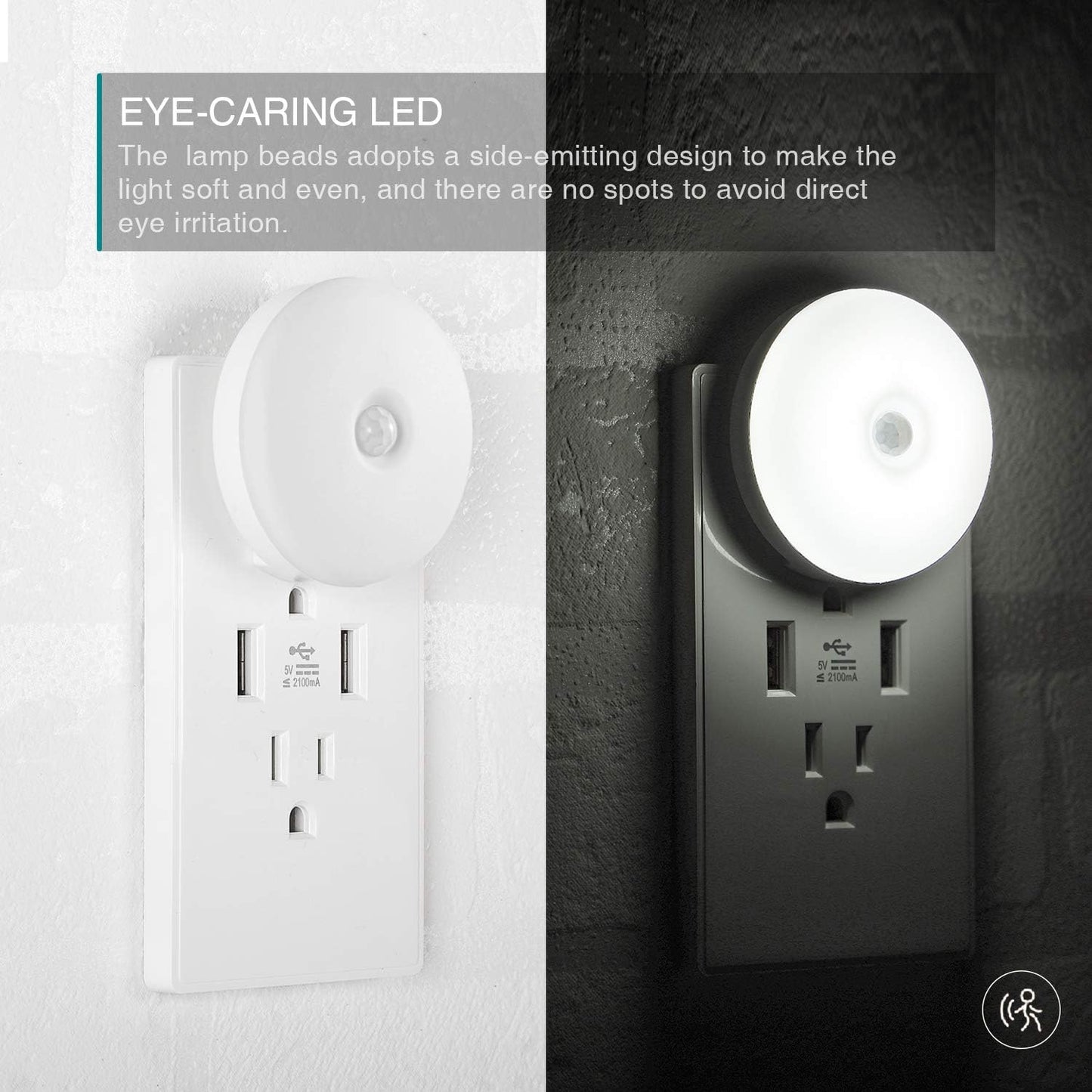 Motion Sensor Night Light, 2 Pack Motion Activated Night Light Plug in, Automatic ON OFF, 3200K Warm Hue, LED Nightlights Plug into Wall, for Bathroom, Kitchen, Bedroom, Kids room, Hallway, Stairway