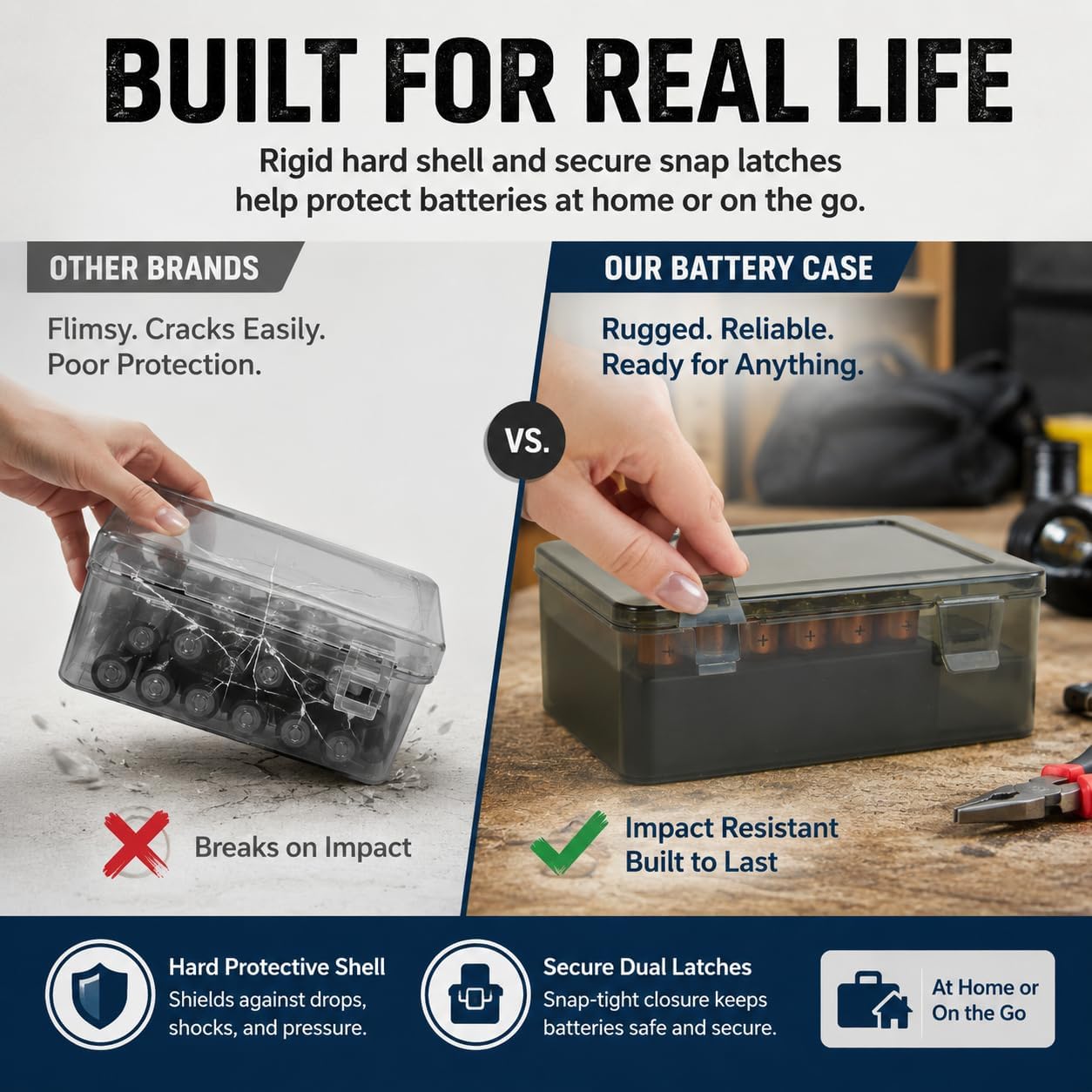 FULLCASE Battery Organizer Storage Case with Tester,Holds 18 AA & 18 AAA Batteries
