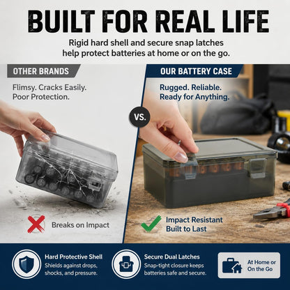 FULLCASE Battery Organizer Storage Case with Tester,Holds 18 AA & 18 AAA Batteries