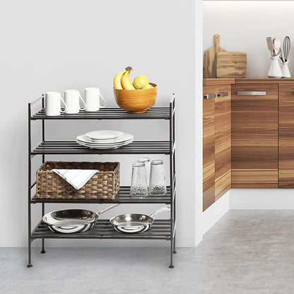 Seville Classics Sturdy Freestanding Storage Shelf for Bedroom, Closet, Entryway, Dorm Room Organizer Stackable Durable Metal Shoe Rack Ash Gray Slat, 3-Tier