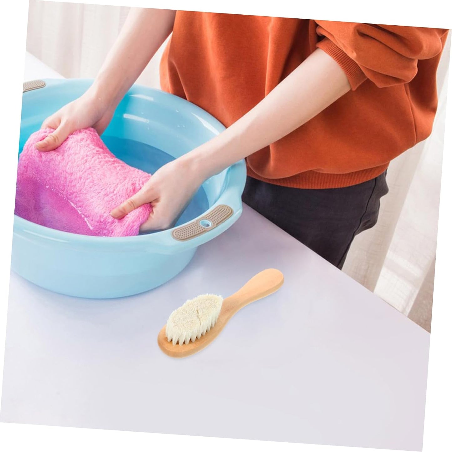 Veemoon Laundry Stain Brush Soft Bristle Scrub Brush for Delicate Fabrics Grease Remover for Clothes Fur Remover