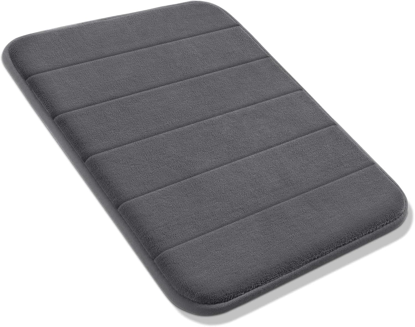 Yimobra Memory Foam Bath Mat, Super Soft Absorbent Bathroom Rug Non Slip, Quick Dry, Machine Washable Floor Carpet for Tub Shower, Home Decor Accessories, 24x17, Grey
