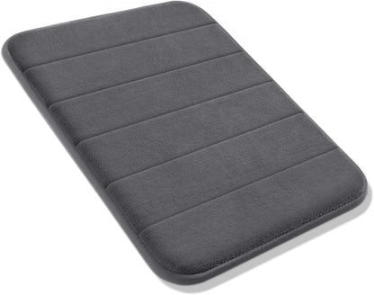 Yimobra Memory Foam Bath Mat, Super Soft Absorbent Bathroom Rug Non Slip, Quick Dry, Machine Washable Floor Carpet for Tub Shower, Home Decor Accessories, 24x17, Grey