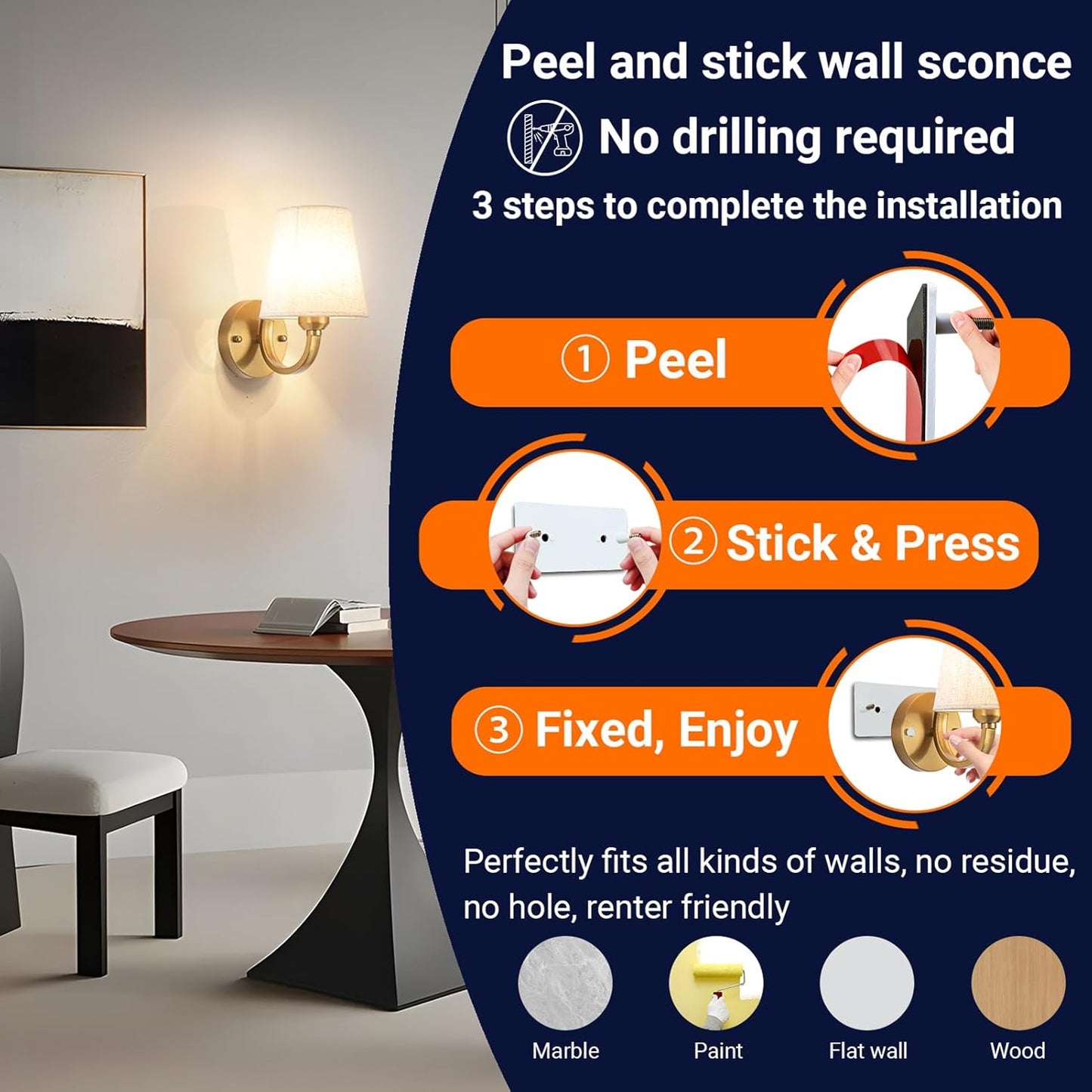 Wall Sconce Battery Operated Wall Light Fixure with Remote Control, Dimmable Battery Operated Wall Sconces Set Of Two, Indoor Wireless Wall Mounted Lamp with Rechargable Bulb For Bedroom Living Room (