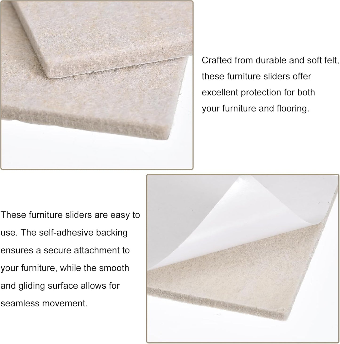 uxcell Furniture Pads, 16Pcs 2.5" - Square Self Adhesive Felt Furniture Pads, Floor Protectors for Furniture Feet Chairs Legs Hardwood Floors (Brown)