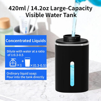 Automatic Foaming Soap Dispenser, Touchless Rechargeable Hand Soap Dispenser, 4 Adjustable Levels, 1200mAh Battery, Large Display, for Kitchen & Bathroom (Black, Foaming)