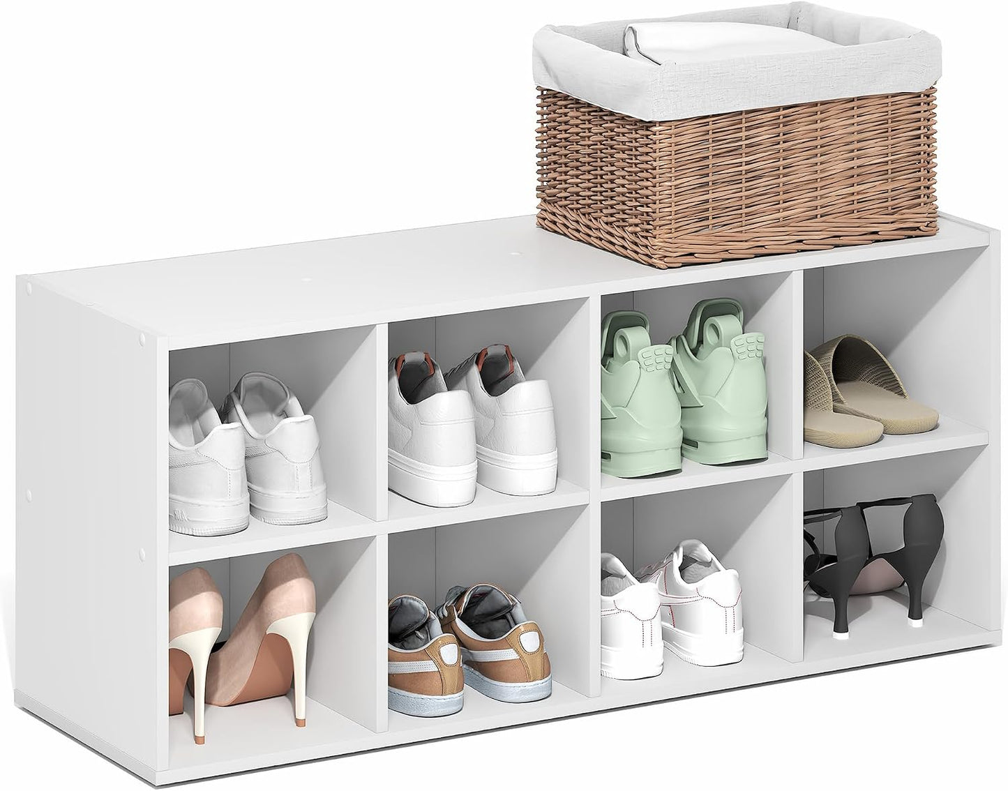 Furinno FANO Shoe Rack, 24-Inch Width 2-Tier Shoe Organizer, Stackable Shoes Storage, 11.7 x 24.2 x 11.7, for Closet Entryway, Office, Garage, Amber Pine