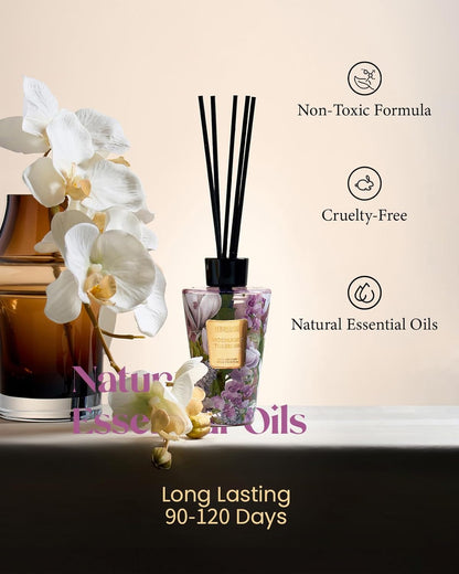 M&SENSE Reed Diffuser Set, Jasmine Sandalwood Scented 6.3 fl oz Natural Essential Oil Diffusers with Sticks, Non-Toxic Organic Air Freshener, Long-Lasting Fragrance Oils for Home Bathroom Living Room