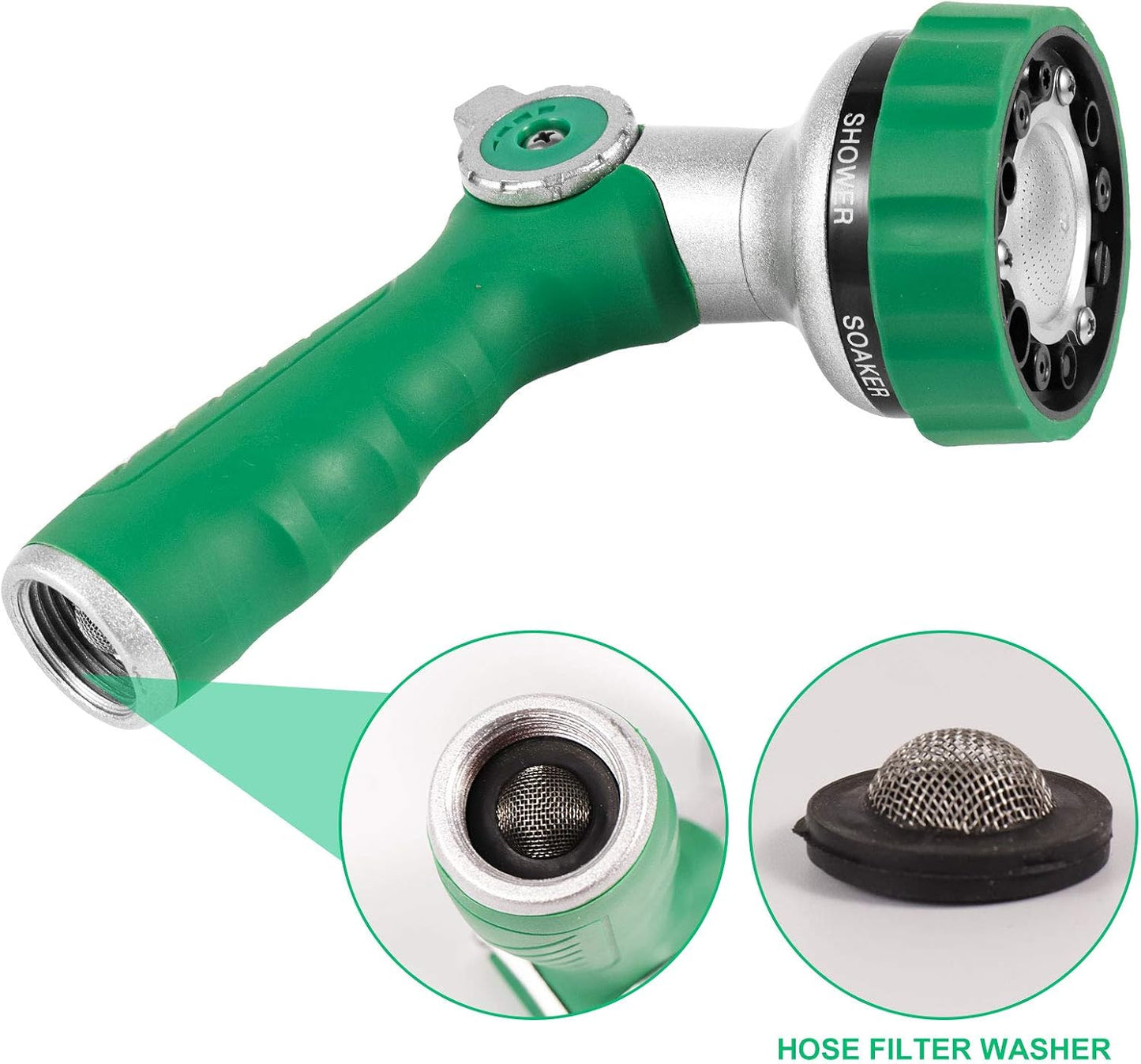 GREEN MOUNT Garden Hose Nozzle, Water Hose Spray Nozzle with Thumb Control On Off Valve for Easy Water Flow Control, Black-grey