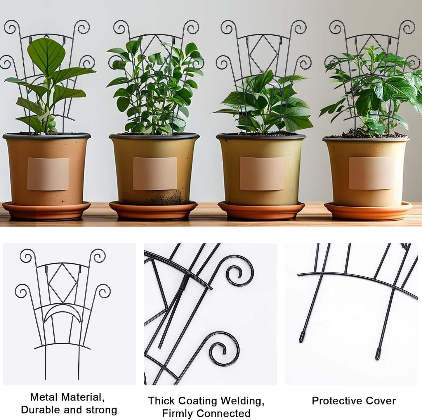 Yhtpouqe Stackable Plant Support Stakes, 2 Pack Metal Twig Plants Trellis for Indoor and Outdoor Use, Garden Accessories for House Potted Flower Monstera Trumpets 15.35 inch