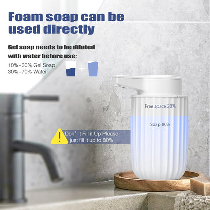 Automatic Soap Dispenser Foaming Touchless: 9oz Plastic Black - Rechargeable Electric Smart Auto Foam Soap Dispenser - Bathroom Kitchen Hand Dish Lotion