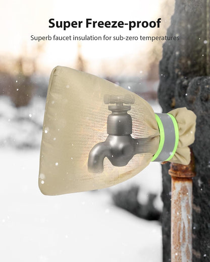 Outdoor Faucet Covers for Winter Freeze Protection, Kanosan 8.3"H X 6.7"W Thickened Reflective Outside Spigots Covers Hose Bib Insulated Sock for Winter Cold Weather, 2 Pack Black