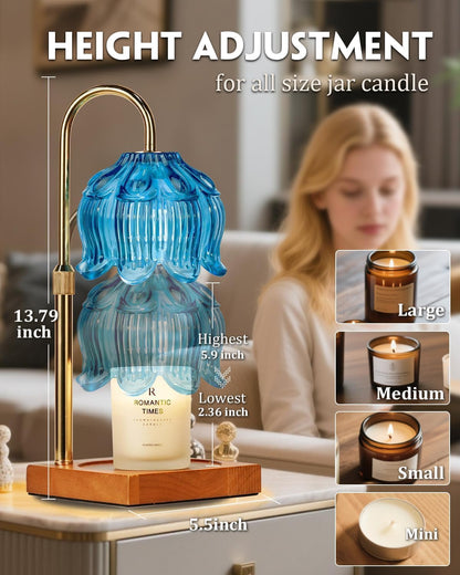 Funistree Flower Candle Warmer Lamp with Timer & Dimmer, Adjustable Height Candle Warmer, Christmas Birthday Gifts for Women Mom, House Warming New Home Decor, Wax Warmer with 2 Bulbs for Jar Candles