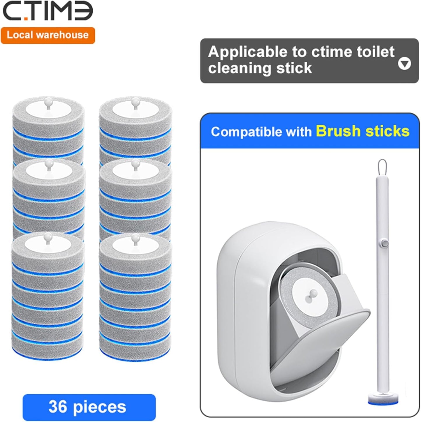 Disposable Toilet Brush and Holder Set with 18 Bowl Wand Cleaners Refill Pads, Bathroom Wall Mounted Toilet Bowl Cleaners Kit.