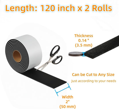 Furnigear Felt Strips with Adhesive Backing Heavy Duty Cuttable Felt Tape Roll Furniture Pads for Chair Legs - Protecting Hardwood Floors, Chair Wall Protector (Black, 80 x 0.5 x 0.14 Inch)