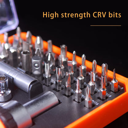 TOOLMAK 61pcs Ratcheting Screwdriver, Socket & Precision Bit Set | Cr-V Steel, Rotatable Handle, Storage Case Included, Ideal for Bike, Watch & Glasses Repair