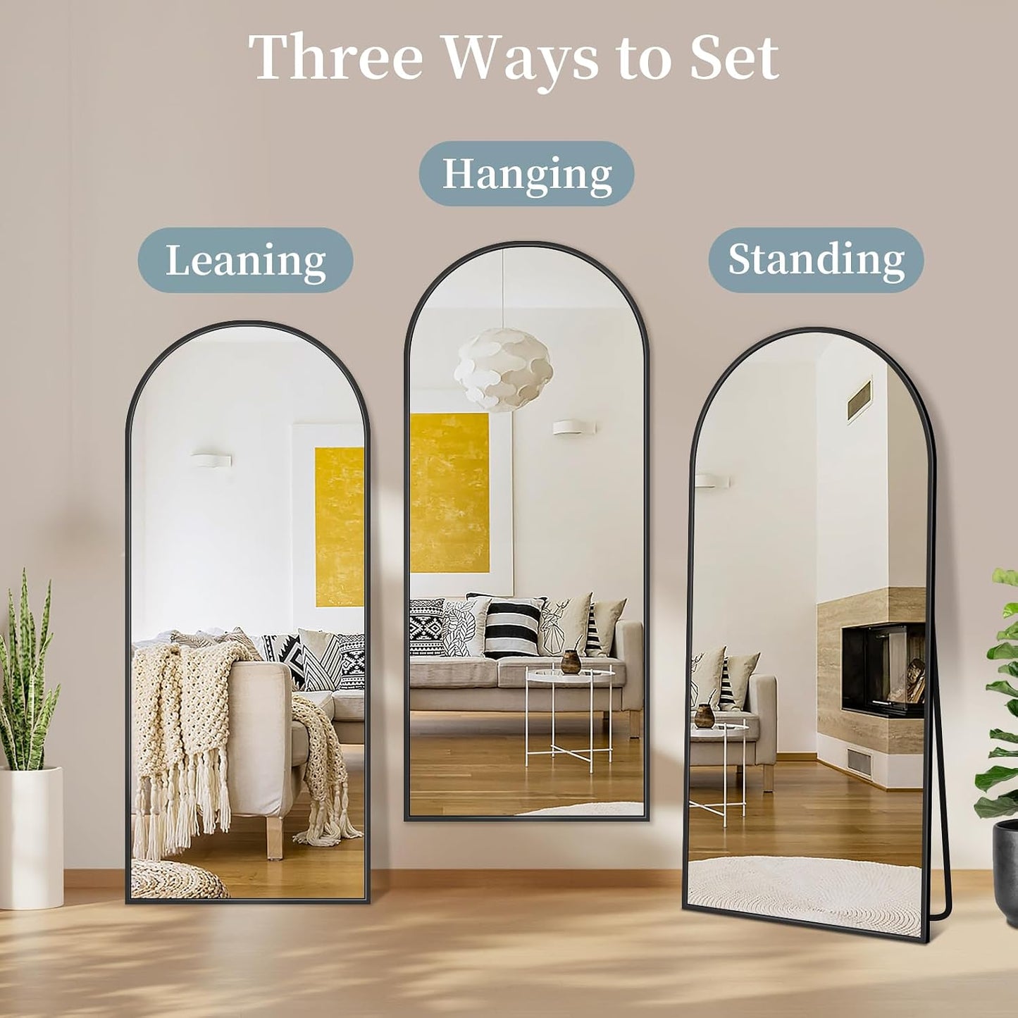 Full Length Mirror with Stand, 71"x28" Arched Full Body Large Stand Up Aluminum Frame Floor Standing Mirror, Freestanding Hanging Leaning Mounted for Bedroom Living Room Entryway Gold