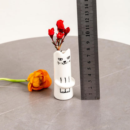 MOUGIGI Cute Blue House Ceramic Bud Vase Set of 3 - Handmade Miniature Vase with Star Roof for Dried Flowers, Chic Japandi Style Decor for Entryway, Dining,Coffee Table - Ideal Small Gift for Home